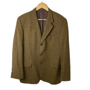 Smuggler Paris 100% Wool Tan Herringbone Blazer Made France Men’s EU 54 / US 44